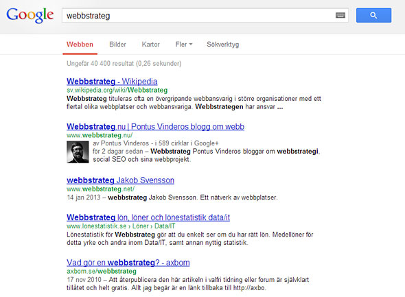 Webbstrateg på Google