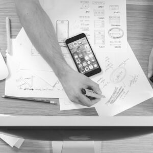 Design vid en Mac, ska symbolisera UX-design